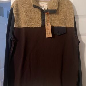 Weatherproof Vintage Tan and Blue Fleece Pullover
